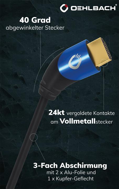 Produktbild Oehlbach HDMI AV Anschlusskabel (1x HDMI-Stecker - 1x HDMI-Stecker) 1 m Schwarz (1 m, HDMI, 2.1)