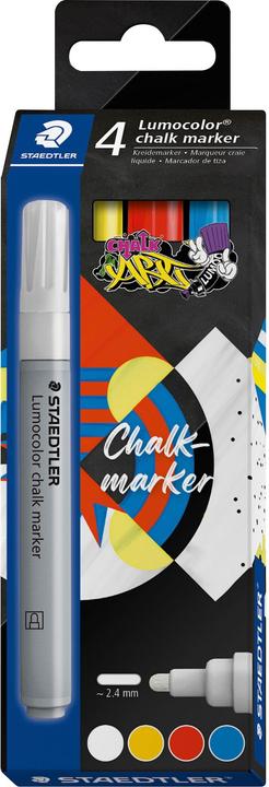 Immagine prodotto Staedtler Marcatore a gesso Lumocolor, confezione da 4 pezzi (colore assortito, 2.40 mm, 4 x)