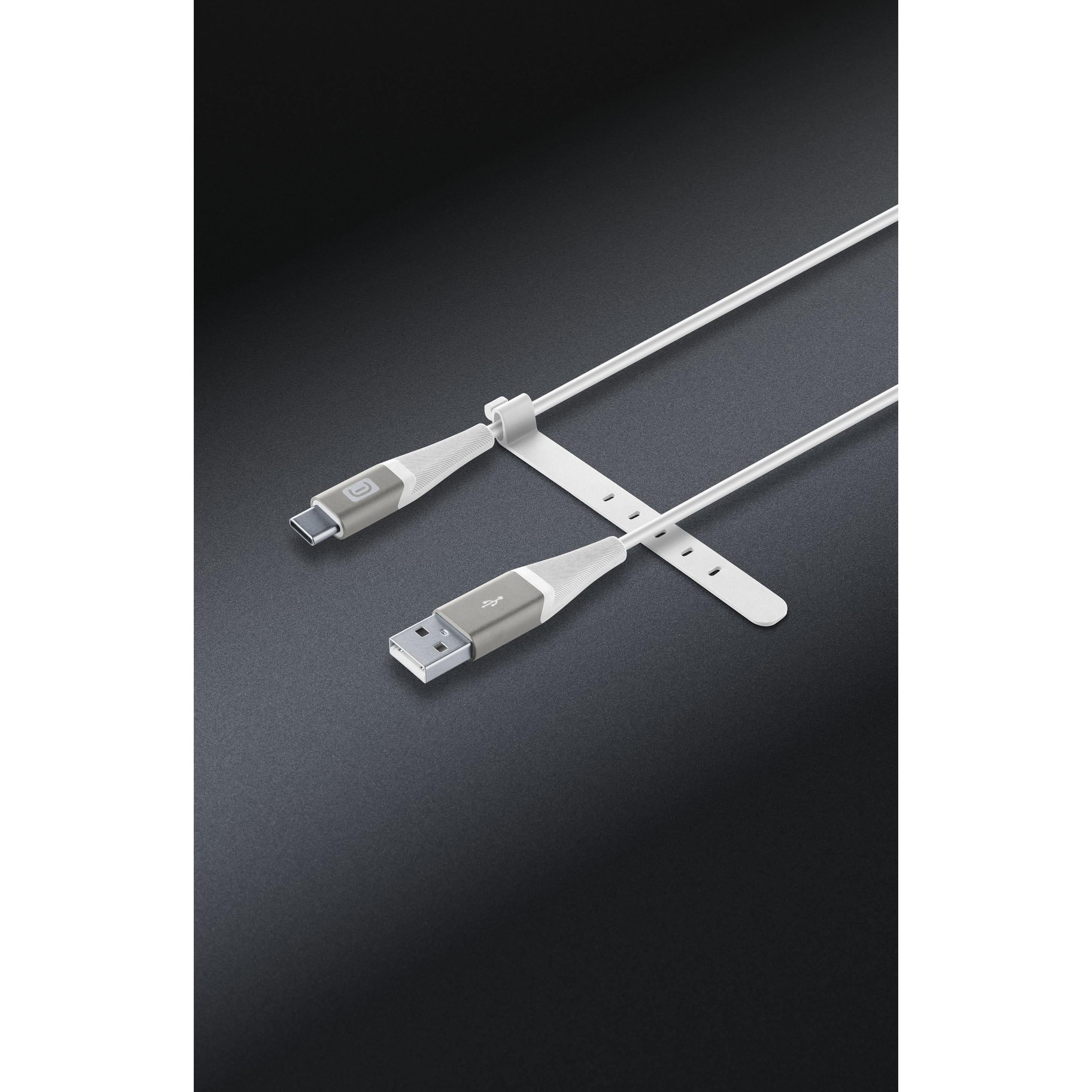 Thumbnail - Cellularline Pro+ Data Cable Belt 1,2m USB-A/Typ-C White (1.20 m), USB Kabel