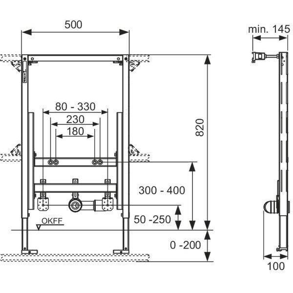 Thumbnail - TECE, Spülkasten, TECEprofil Bidetmodul Bauhhe 820 mm fr wandhngendes Bidet 9330005