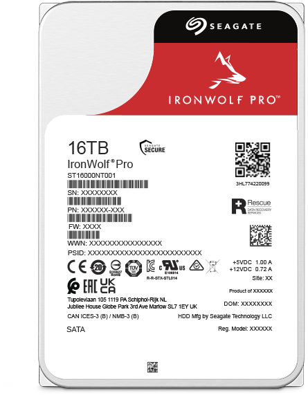 Productafbeelding Seagate IronWolf Pro ST16000NT001, 3,5", 16000 GB, 7200 RPM (16 TB, 3.5", CMR)