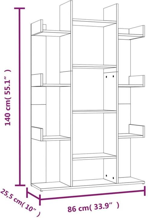 Actual product image vidaXL Bücherregal (86 x 25.50 x 140 cm)