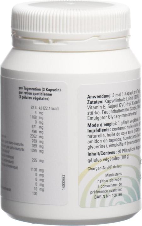 Nährwerte und Zutaten Allsan Leinoel (90 Stück, Kapseln, 140 g)
