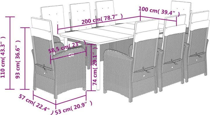 Produktbild vidaXL Garten Essgruppe (200 x 100 x 74 cm)