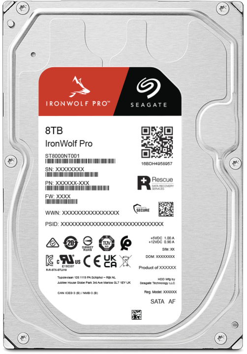 Productafbeelding Seagate IronWolf Pro ST8000NT001, 3,5 inch, 8000 GB, 7200 RPM (8 TB, 3.5", CMR)