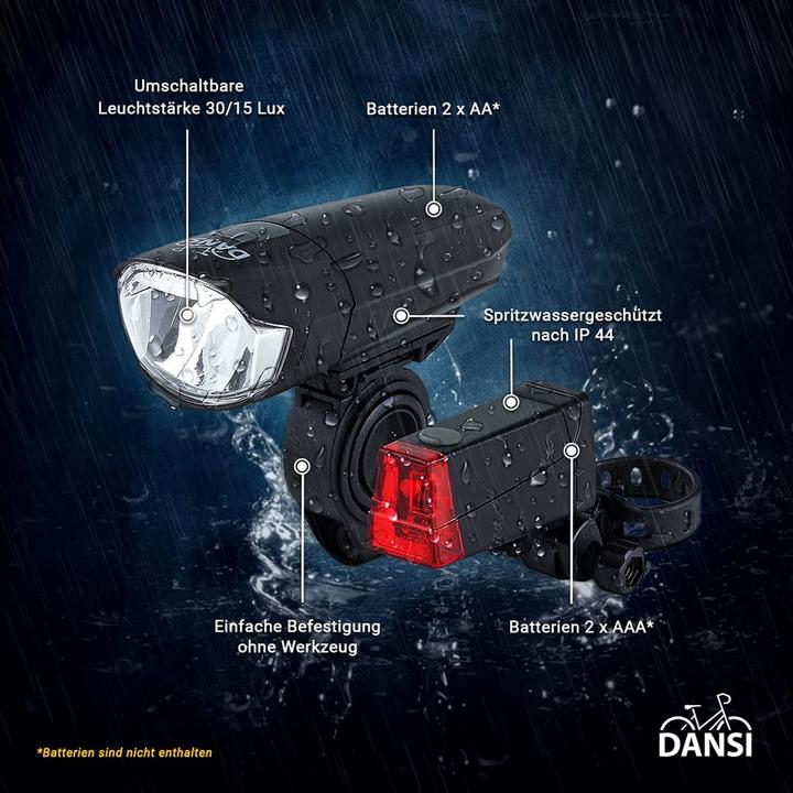 Immagine prodotto Dansi Set di luci per bicicletta a LED Basic (90 lm, 35 lm)
