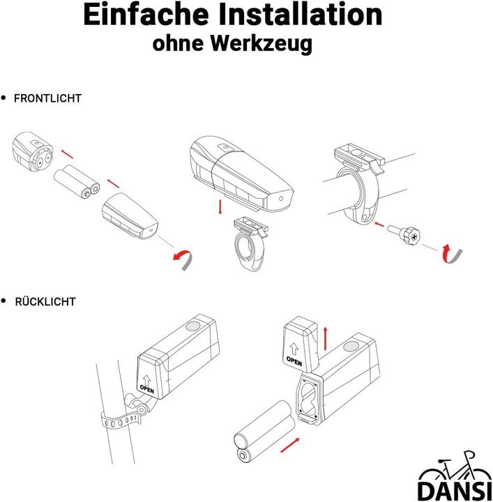 Immagine prodotto Dansi Set di luci per bicicletta a LED Basic (90 lm, 35 lm)