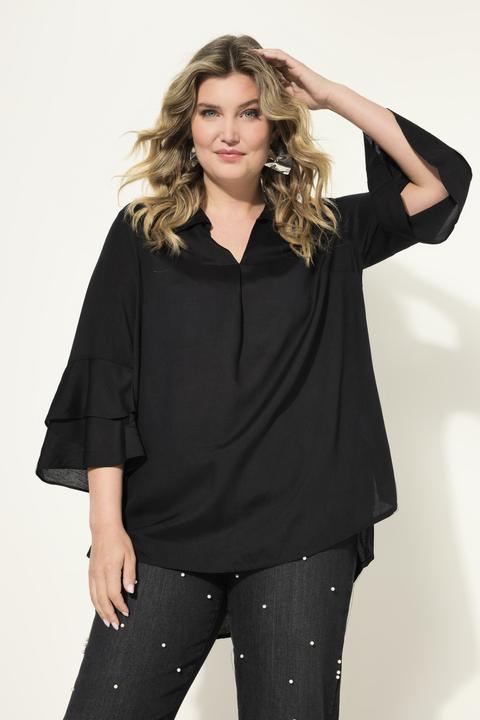 Actual product image Miamoda Blouse in satin with 3/4 sleeves with a double frill (60)