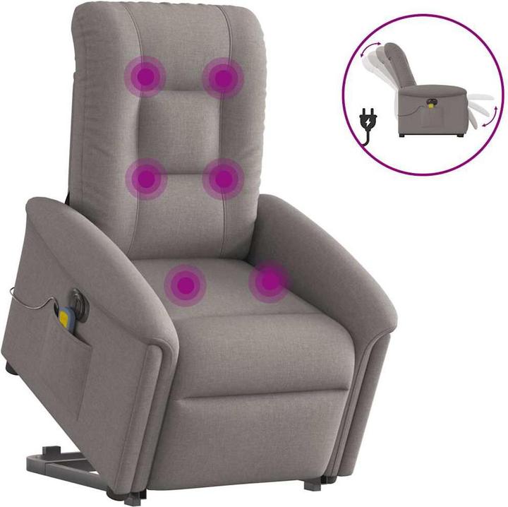 Actual product image vidaXL Electric massage chair with stand-up aid Taupe fabric