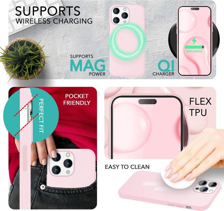 Produktbild Nalia Liquid Silikon Hülle mit MagSafe Funktion & 2x Display Schutzglas (Apple iPhone 14 Pro)