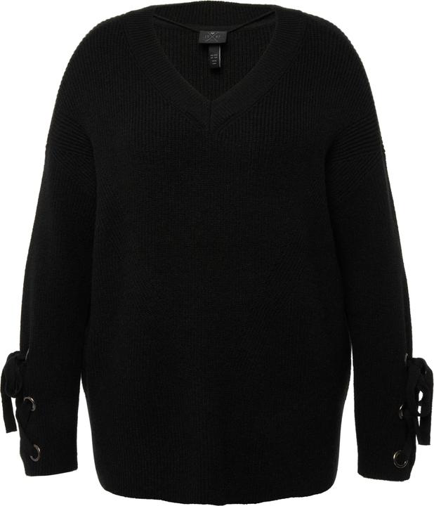 Produktbild Ulla Popken Pullover, Ärmelbänder, Oversized, V-Ausschnitt, Langarm (56)