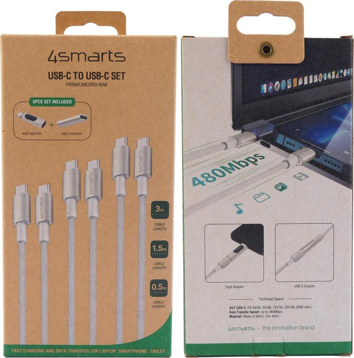 Produktbild 4smarts USB C – USB C (3 m, USB 2.0, 60 W)