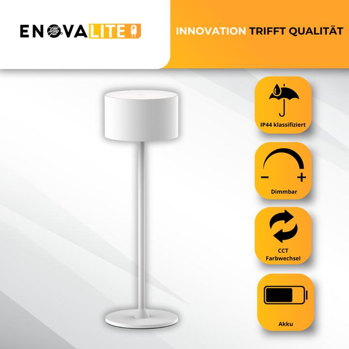 Productafbeelding Enovalite LED-Akku-Tischleuchte, ELED700401, EEK: D dimmbar, CCT, weiss (150 lm)