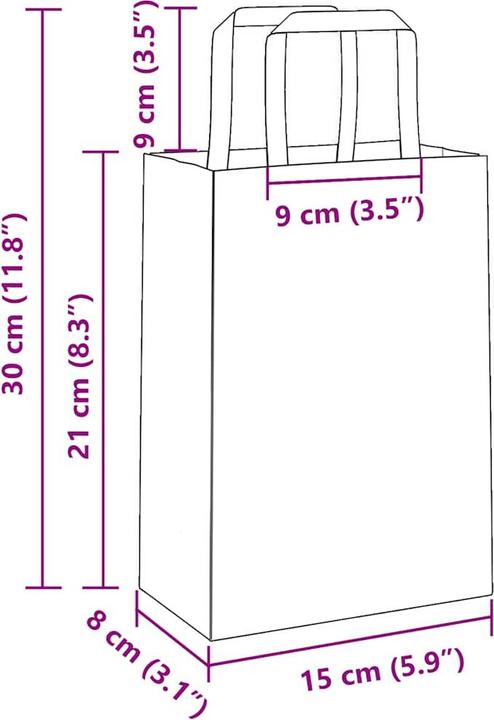 Actual product image VidaXL Kraft paper bags 50 pcs. with handle black 15x8x21 cm paper bag (Gift bag, 50 x)