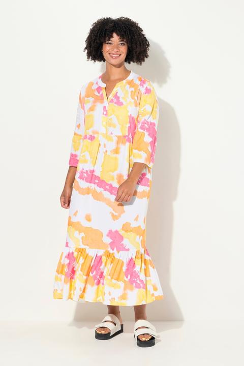 Actual product image Angel of Style Frilly 3/4-Sleeve Stand-Up Collar Batik Print Maxi Dress (42)