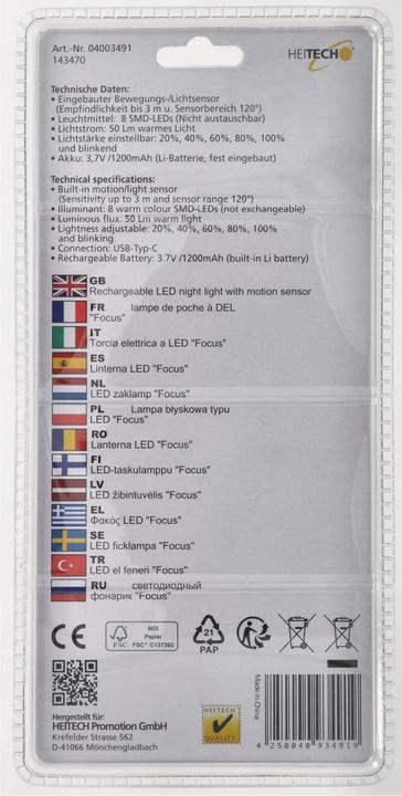 Produktbild Heitech LED Orientierungsleuchte und Taschenlampe, 2-in-1 Funktion