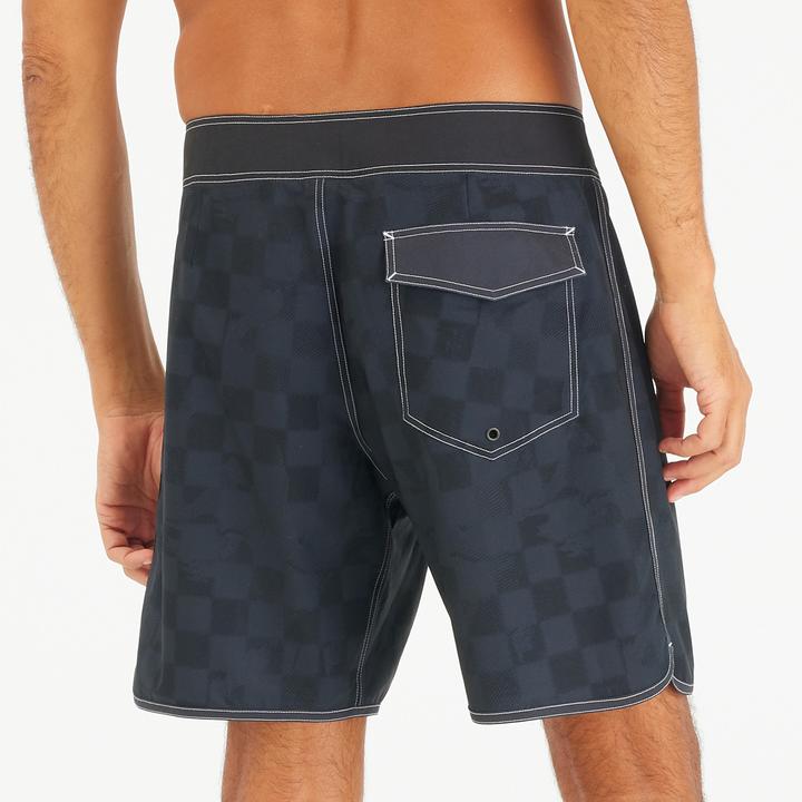 Actual product image Olaian Men's Boardshorts Surf 500 Long 18" - Checky black (44, Frequency band 38 (2600 MHz))