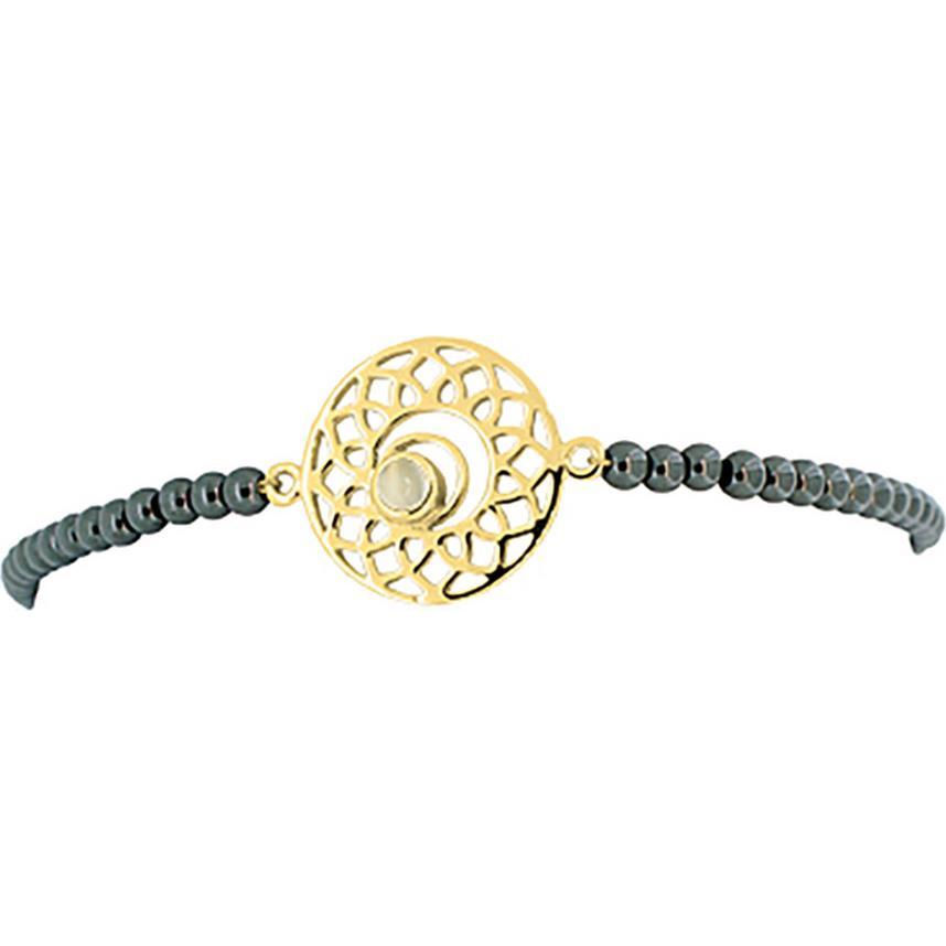Viva Diva, Armschmuck, Sakral-Chakra Armband mit Hämatit vergoldet 16-18 cm, (18 cm, 925 Sterling Silber)