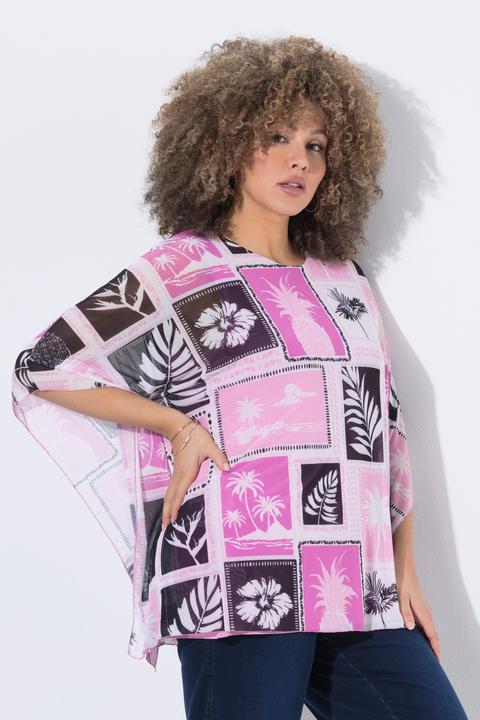 Produktbild Ulla Popken Mesh-Bluse, doppellagig, Oversized, Rundhals, Halbarm (58)
