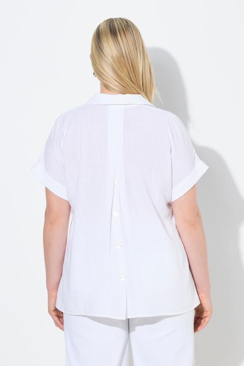 Actual product image Ulla Popken Button Accent Back Short Sleeve Blouse (44)