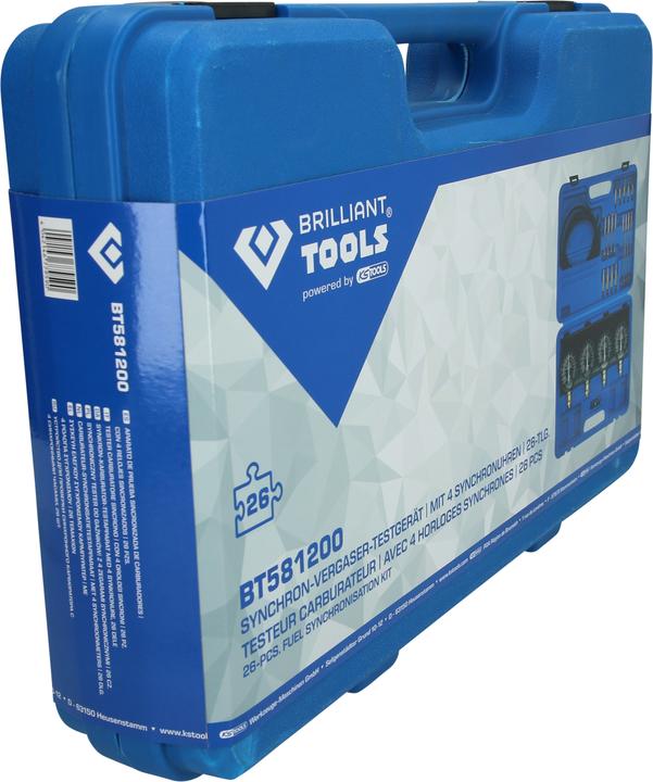 Actual product image Brilliant Tools Synchronous carburettor tester | with 4 synchronous clocks | 26-pcs.