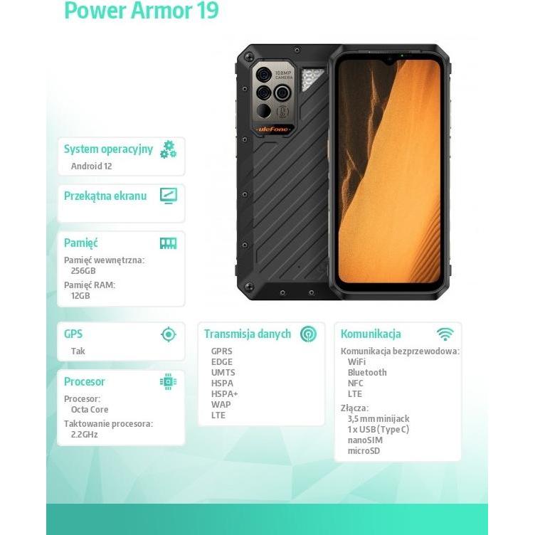 Thumbnail - Ulefone Power Armor 19 (256 GB, Schwarz, 6.58", Dual SIM, 108 Mpx, 5G), Smartphone, Schwarz