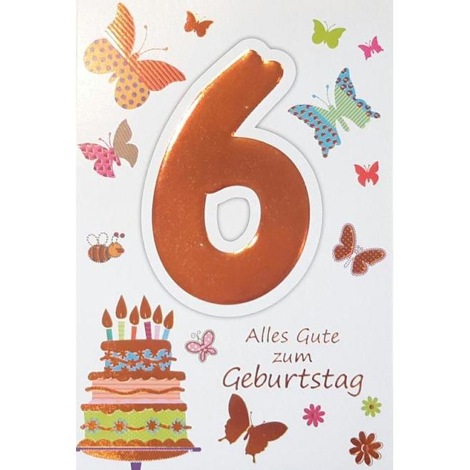 Michel-Verlag, Grusskarte + Briefpapier, Zahlengeburtstagskarte 6. Geburtstag (1 Stk.)