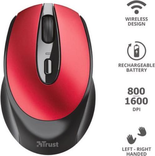 Actual product image Trust Mouse Zaya Rechargeable Red (Wireless)