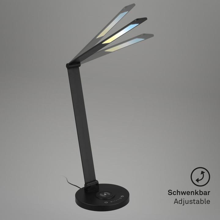 Actual product image Briloner CUMA CCT-LED table lamp, black, incl. inductive charging station (670 lm)