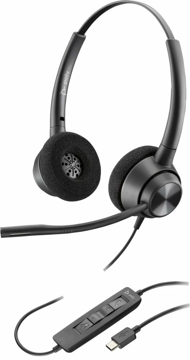 Actual product image Poly HP Micro-casque EncorePro 320 USB-C, Avec fil, Bureau/Centre d'appels, 105 g, Casque, Noir (Cable, USB-C)