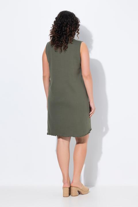 Actual product image Ulla Popken Lettuce Edge V-Neck Knit Tank Tunic Dress (54)