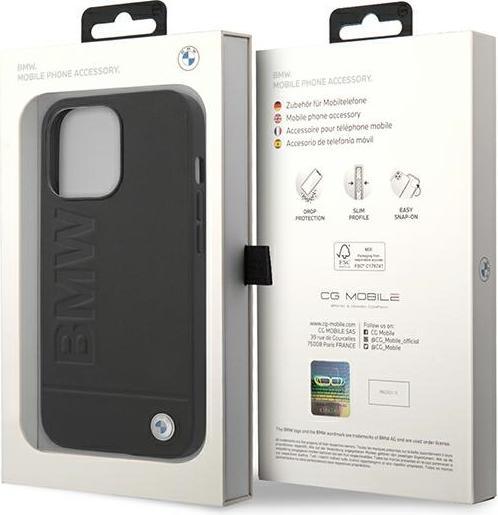 Produktbild BMW Etui BMHCP14LSLLBK iPhone 14 Pro 6,1" czarny/black Leather Stamp (Apple iPhone 14 Pro)