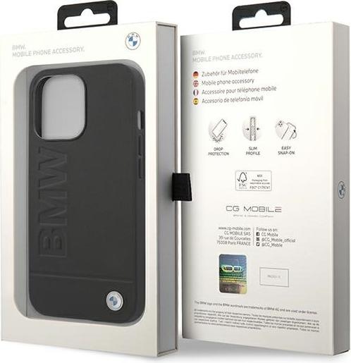 Image du produit BMW Étui BMHCP14LSLLBK iPhone 14 Pro 6,1" czarny/black Leather Stamp (Apple iPhone 14 Pro)