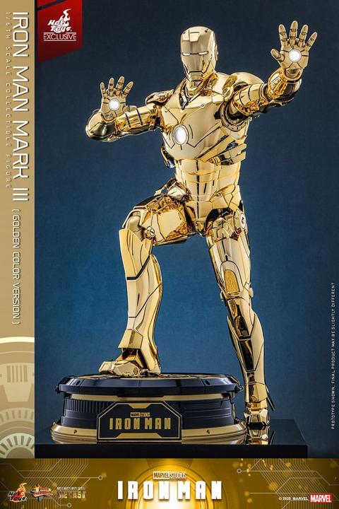 Actual product image Hot Toys Iron Man figurine Movie Masterpiece Diecast 1/6 Iron Man Mark III (Gold Color Version) Exc