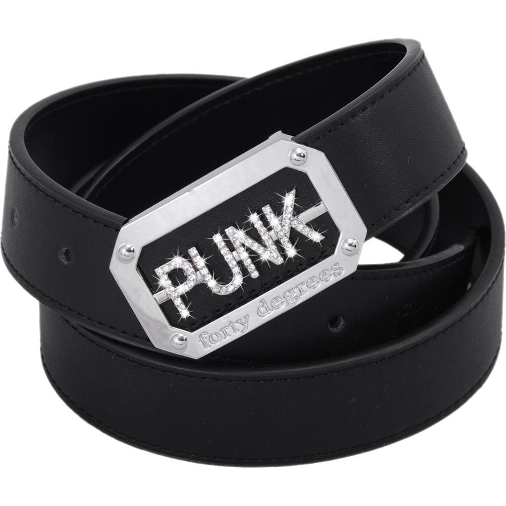 Forty, Damen, Gürtel, Gürtel mit silberner "PUNK" Schnalle, Schwarz, (105)