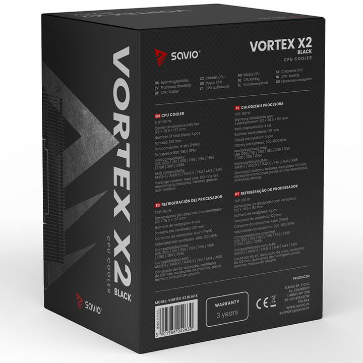 Immagine prodotto Savio Vortex x2 Black (157 mm)
