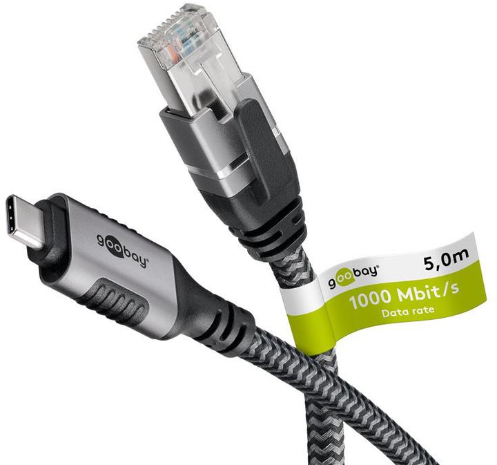 Actual product image Goobay Ethernet cable USB-C to RJ45, 5 m (RJ45, USB-C, RJ45 (1x))