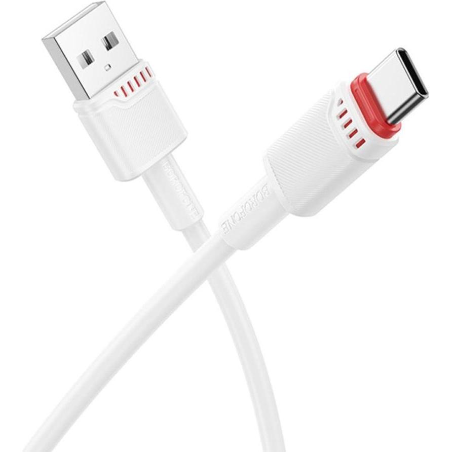 Borofone USB-A naar USB-C kabel BX110 Beneficio, 18W, 3A, 1m, Wit (1 m, 18 W), USB-kabel