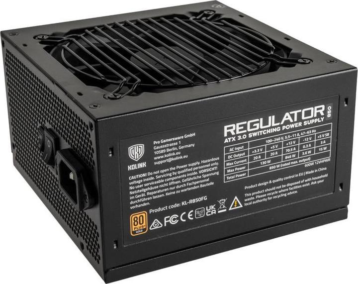 Produktbild Kolink Regulator 80 PLUS Gold Netzteil, ATX 3.0, PCIe 5.0, modular - 850 Watt (850 W)