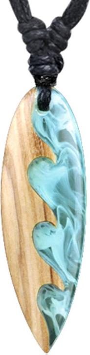 Produktbild Chaotic Trading Halskette schwarz Anhänger Surf Welle senkrecht Epoxy transparent aus Olivenholz (ohne Messing, Organisch)