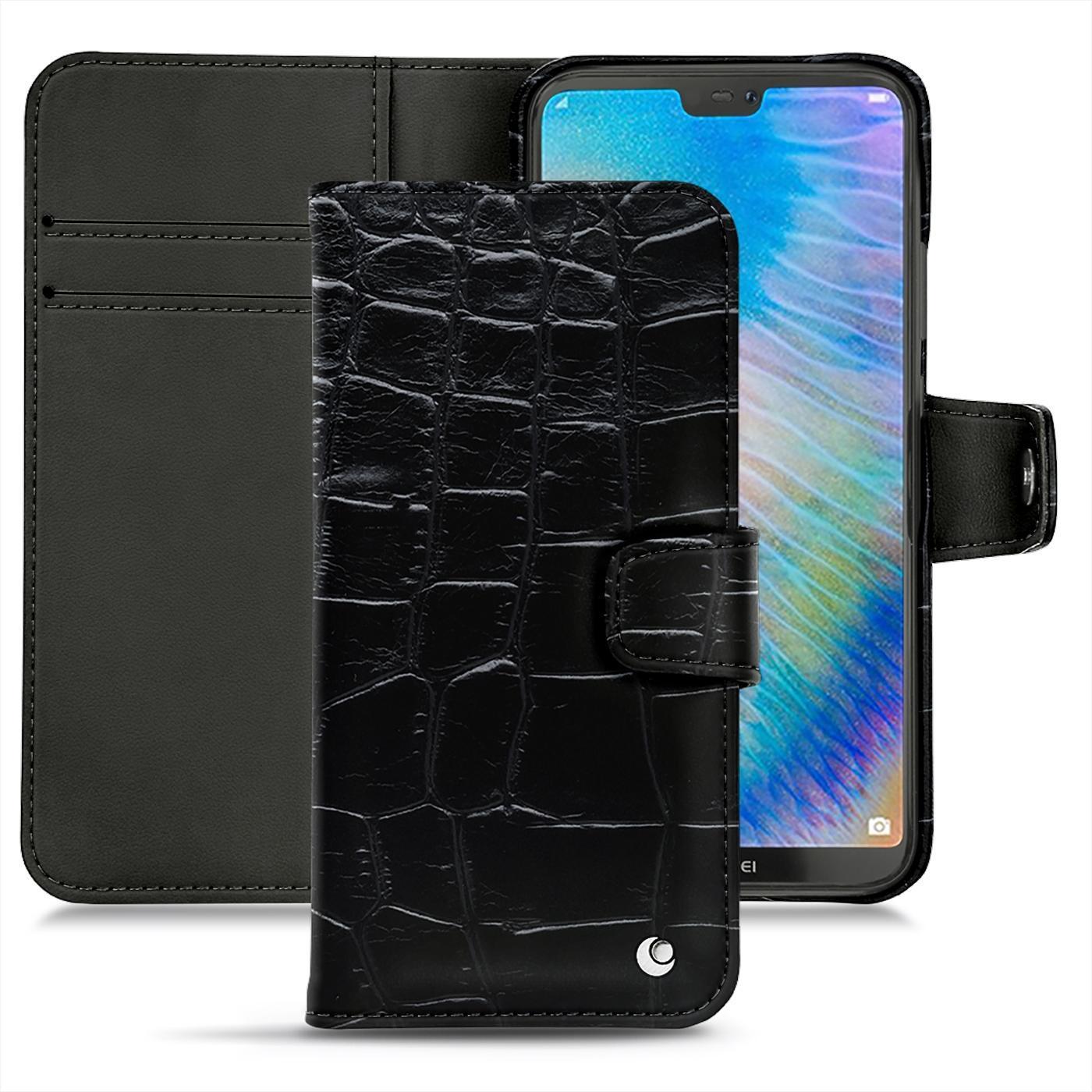 Noreve Lederschutzhülle Wallet (Huawei P20 Lite), Smartphone Hülle, Schwarz