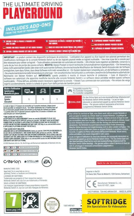 Produktbild EA Games Burnout Paradise Remastered (Switch, DE)