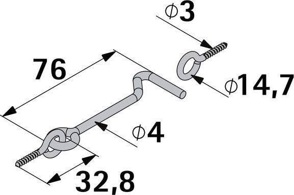 Actual product image Hettich Sturmhaken 23 x 76 mm