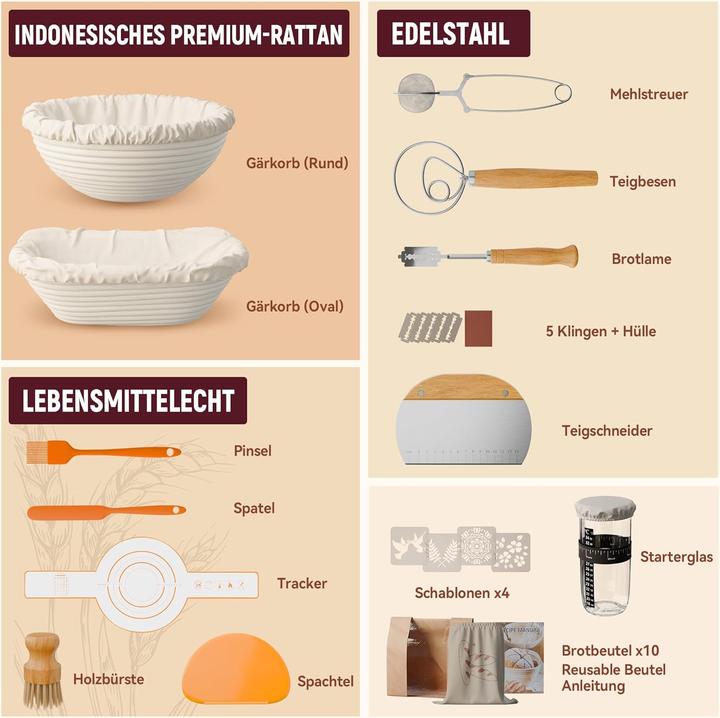 Produktbild Brotbackset mit Gärkorb und Sauerteig Starterset