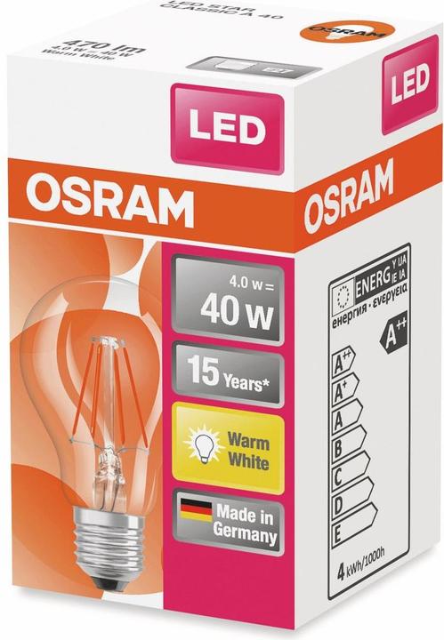Produktbild Osram Led Retrofit Classic A (E27, 4 W, 470 lm, 1 x, E)