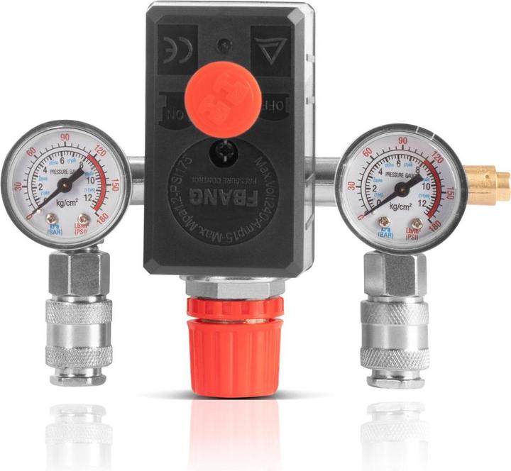 Produktbild Stahlwerk Druckschalter DE-20 ST 0-8 bar mit Manometer und 2 Schnellkupplungen