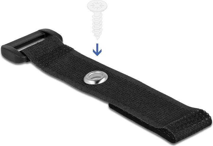 Actual product image Delock Velcro cable tie with loop and fixing eye L 150 x W 20 mm black 5 pieces (Velcro cable ties, 150 mm, 5 pcs.)
