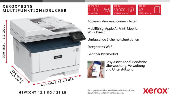Produktbild Xerox B315V/DNI (Laser, Schwarz-Weiss)