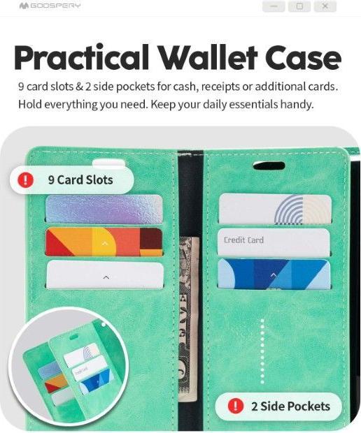 Produktbild Goospery MagSafe Mansoor Kunstleder Bookcover Hülle (Apple iPhone 17 Pro Max)