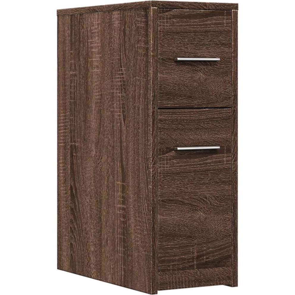 VidaXL, Badezimmerschrank, Badschrank Schmal mit Rollen Eichen-Optik